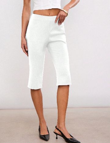 Pantaloni trei sferturi SHEIN, alb