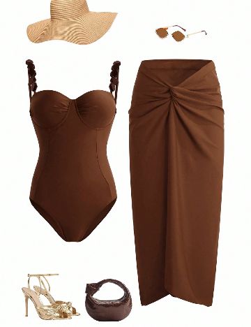 Costum de baie SHEIN, maro