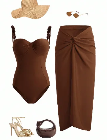 Costum de baie SHEIN, maro