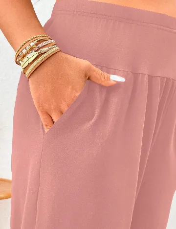 Pantaloni trei sferturi SHEIN CURVE, roz