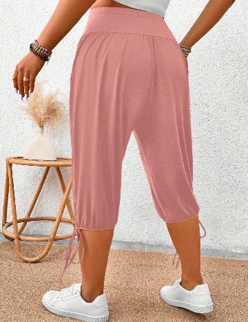 Pantaloni trei sferturi SHEIN CURVE, roz