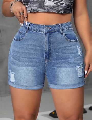 Pantaloni scurti SHEIN CURVE, albastru