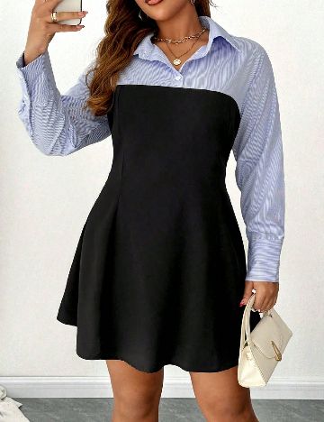 Rochie scurta SHEIN CURVE, albastru/negru