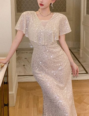 Rochie medie Dazy, crem