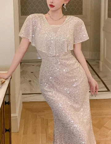 Rochie medie Dazy, crem