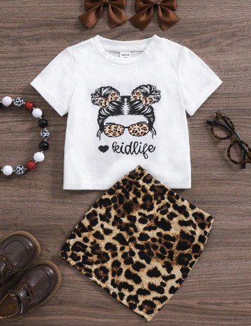 Compleu Shein Kids, alb/animal print