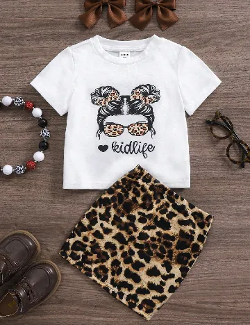 Compleu Shein Kids, alb/animal print