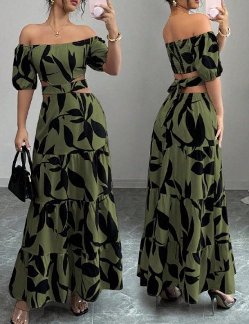 Rochie lunga SHEIN, verde/negru