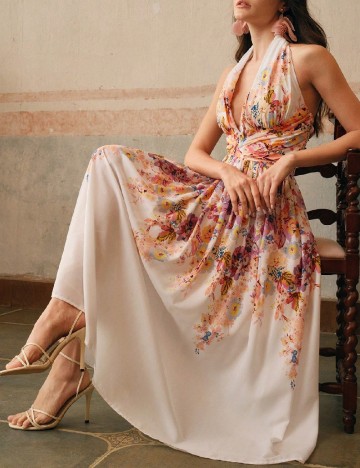 Rochie lunga Anewsta, floral print