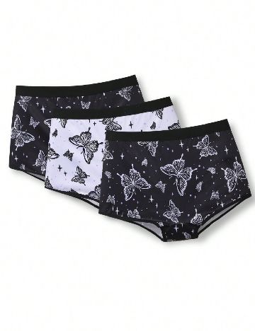 Set pantaloni de pijama 3 perechi Shein Kids, mov/negru