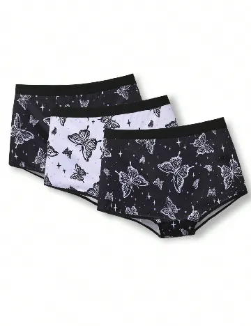 Set pantaloni de pijama 3 perechi Shein Kids, mov/negru