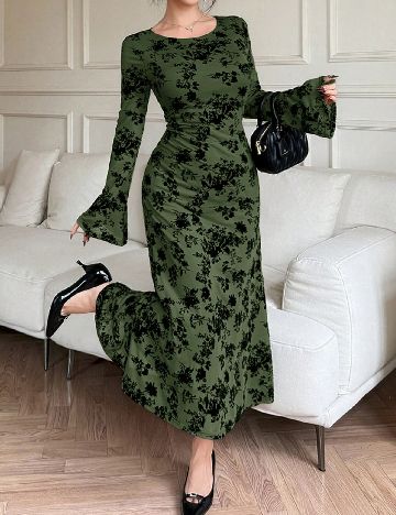 Rochie medie Dazy, verde/negru