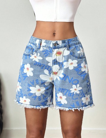 Pantaloni scurti SHEIN, albastru