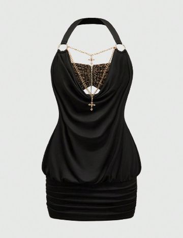 Rochie scurta Romwe Plus Size, negru