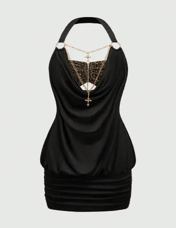 Rochie scurta Romwe Plus Size, negru