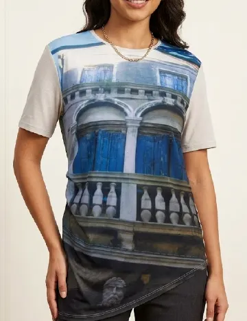 Tricou Zara, albastru/gri