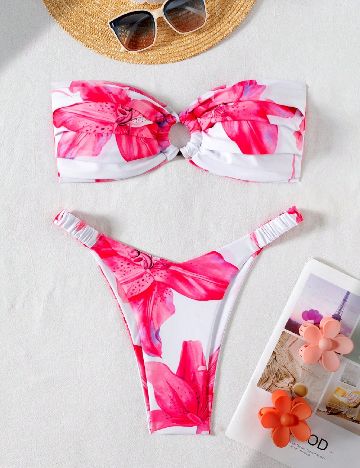 Costum de baie SHEIN, roz/alb