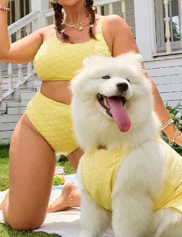 Costum de baie SHEIN CURVE, galben