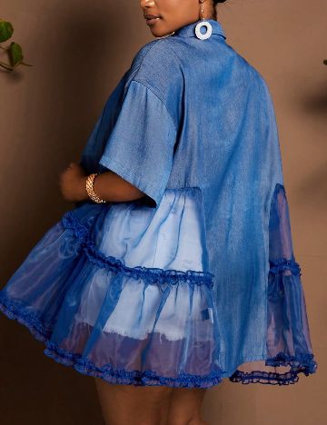 Camasa Oversize SHEIN CURVE, albastru
