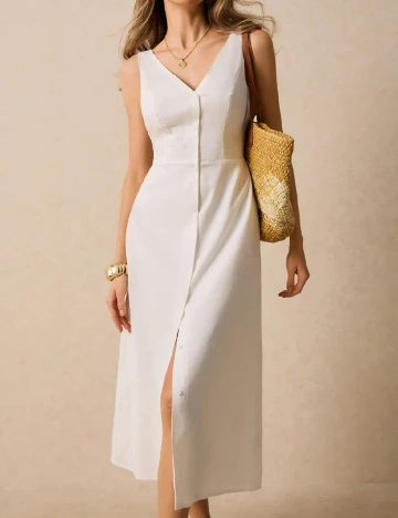 Rochie medie Poeselle, alb