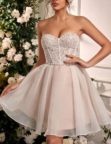 Rochie scurta SHEIN, alb/crem