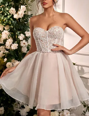 Rochie scurta SHEIN, alb/crem
