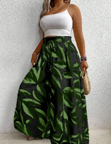 Pantaloni SHEIN CURVE, verde/negru