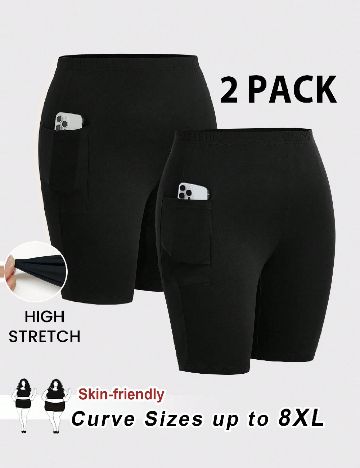 Set Pantaloni scurti 2 perechi SHEIN CURVE, negru