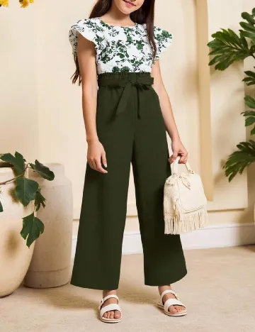 Compleu Shein Kids, verde/alb
