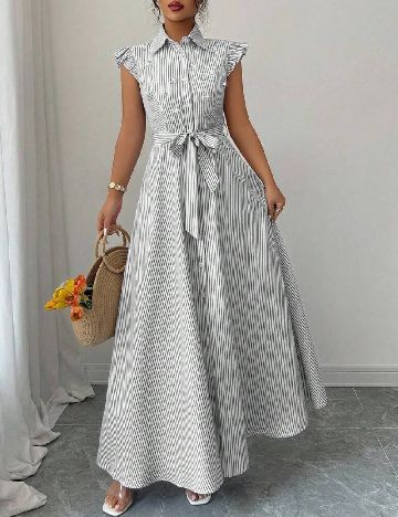 Rochie lunga SHEIN, alb/gri