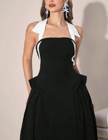 Rochie medie SHEIN, negru/alb