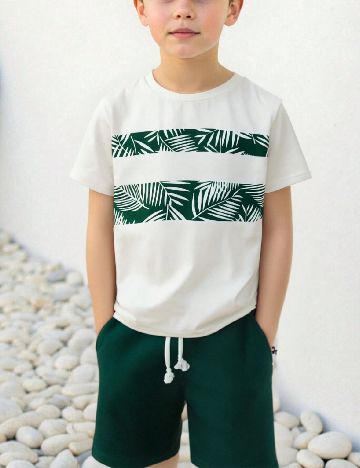 Compleu Shein Kids, verde/alb