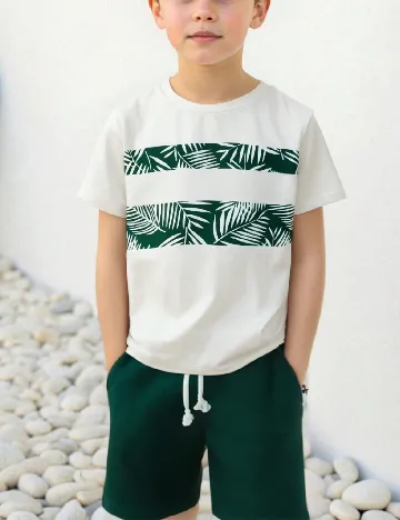 Compleu Shein Kids, verde/alb