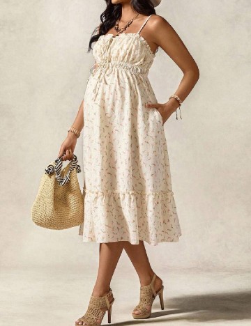 Rochie medie SHEIN Maternity, crem