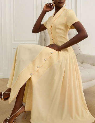 Rochie lunga Aveloria, galben
