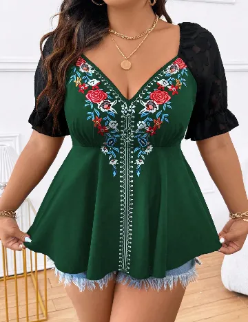 Bluza SHEIN CURVE, verde