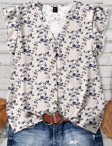 Bluza SHEIN CURVE, ecru/mov
