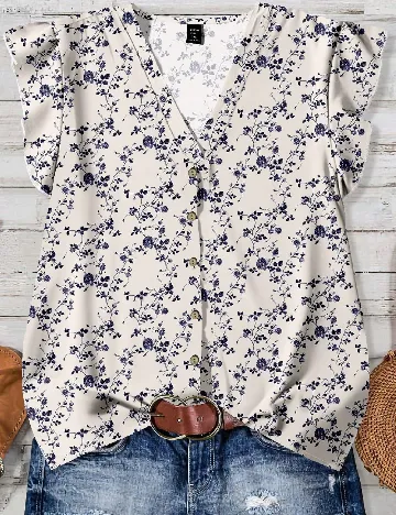 Bluza SHEIN CURVE, ecru/mov