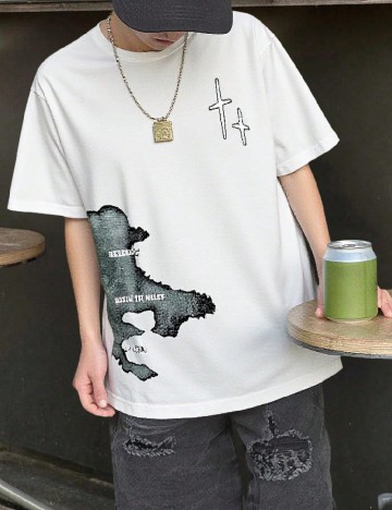 Tricou Oversize Shein Kids, alb