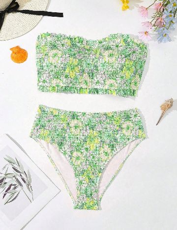 Costum de baie SHEIN CURVE, verde