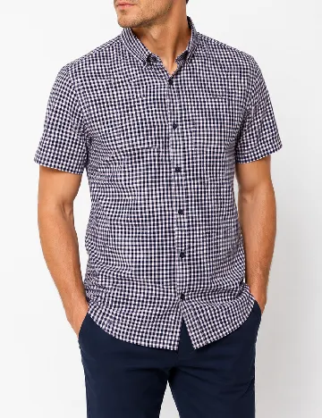 Camasa Bershka, albastru/roz