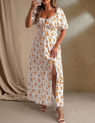 Rochie lunga SHEIN CURVE, portocaliu/alb