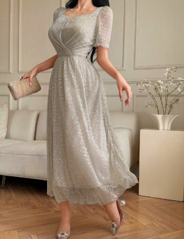 Rochie medie Dazy, gri