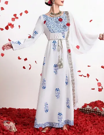 Rochie lunga SHEIN, alb/albastru