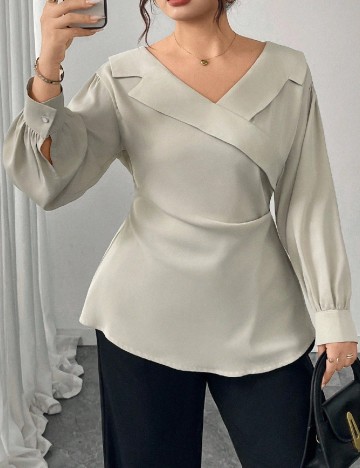 Bluza SHEIN CURVE, gri deschis
