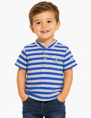 Tricou Zara, gri/albastru