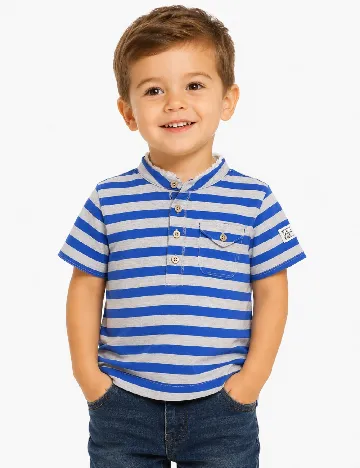 Tricou Zara, gri/albastru