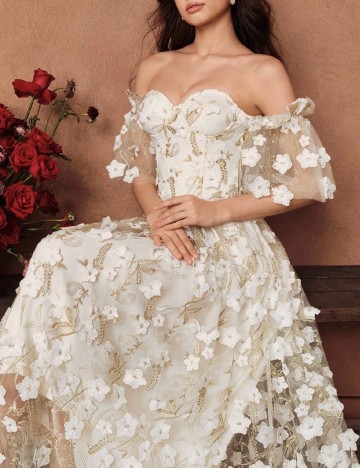Rochie lunga Savoree, ecru