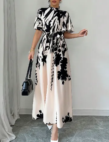 Rochie lunga SHEIN, crem/negru