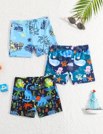 Set short de baie 3 perechi Shein Kids, mix culori